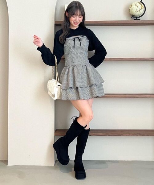 MAJESTIC LEGON / マジェスティックレゴン ミニ丈・ひざ丈ワンピース | フードボレロ×ミニキャミワンピセット | 詳細17