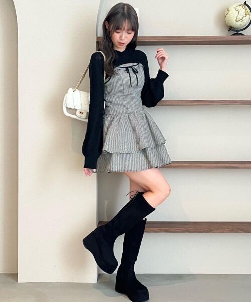 MAJESTIC LEGON / マジェスティックレゴン ミニ丈・ひざ丈ワンピース | フードボレロ×ミニキャミワンピセット | 詳細18