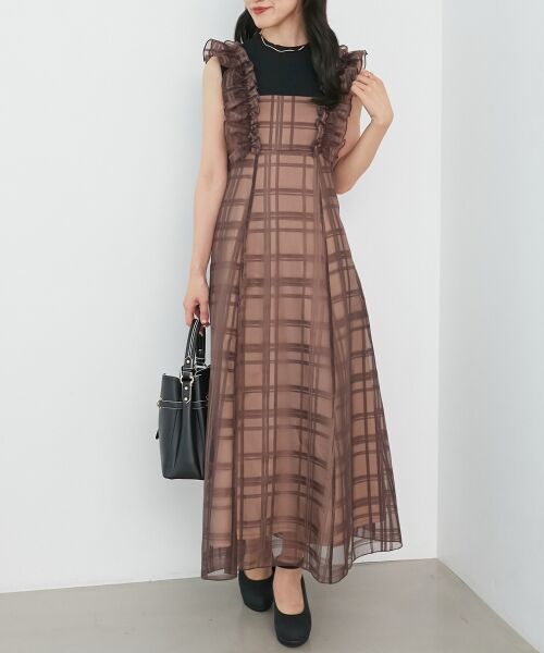 MAJESTIC LEGON / マジェスティックレゴン ロング・マキシ丈ワンピース | ノースリフリルドッキングワンピ | 詳細1