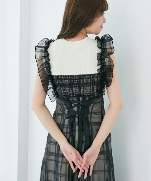 MAJESTIC LEGON / マジェスティックレゴン ロング・マキシ丈ワンピース | ノースリフリルドッキングワンピ | 詳細25