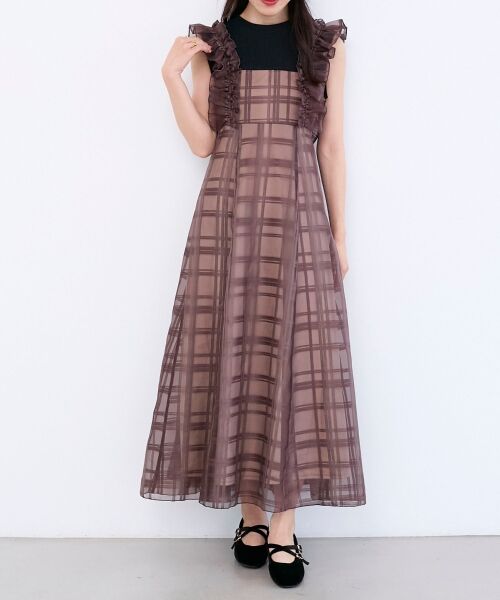 MAJESTIC LEGON / マジェスティックレゴン ロング・マキシ丈ワンピース | ノースリフリルドッキングワンピ | 詳細8