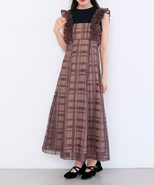 MAJESTIC LEGON / マジェスティックレゴン ロング・マキシ丈ワンピース | ノースリフリルドッキングワンピ | 詳細9