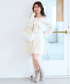 MAJESTIC LEGON / マジェスティックレゴン ミニ丈・ひざ丈ワンピース | フロントビッグリボンニットミニワンピ