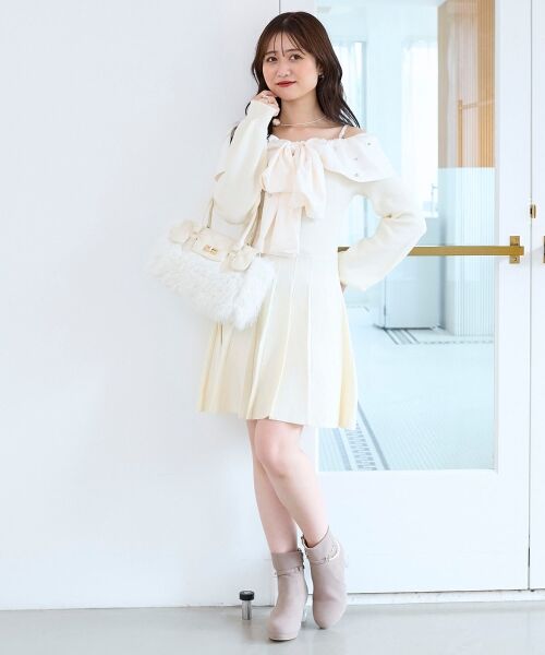 MAJESTIC LEGON / マジェスティックレゴン ミニ丈・ひざ丈ワンピース | フロントビッグリボンニットミニワンピ | 詳細10