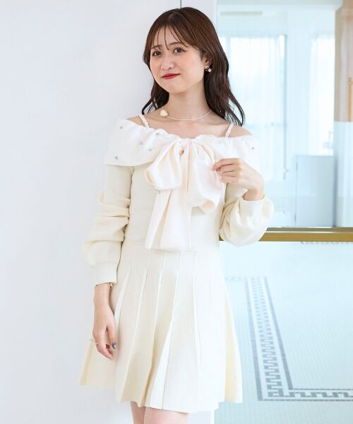 MAJESTIC LEGON / マジェスティックレゴン ミニ丈・ひざ丈ワンピース | フロントビッグリボンニットミニワンピ | 詳細13