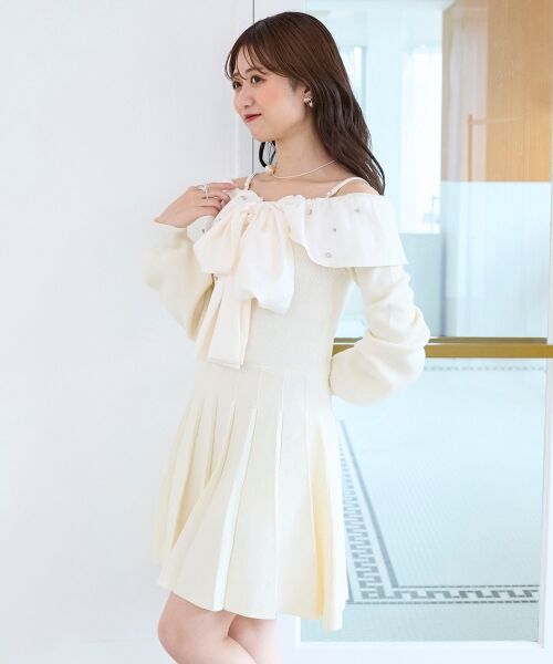 MAJESTIC LEGON / マジェスティックレゴン ミニ丈・ひざ丈ワンピース | フロントビッグリボンニットミニワンピ | 詳細14