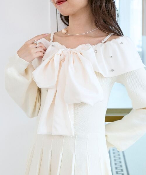 MAJESTIC LEGON / マジェスティックレゴン ミニ丈・ひざ丈ワンピース | フロントビッグリボンニットミニワンピ | 詳細16