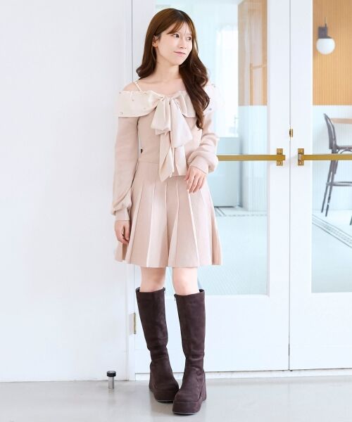 MAJESTIC LEGON / マジェスティックレゴン ミニ丈・ひざ丈ワンピース | フロントビッグリボンニットミニワンピ | 詳細17