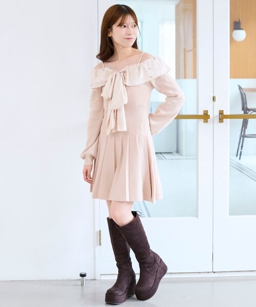 MAJESTIC LEGON / マジェスティックレゴン ミニ丈・ひざ丈ワンピース | フロントビッグリボンニットミニワンピ | 詳細18