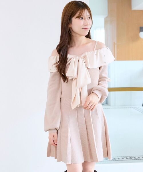 MAJESTIC LEGON / マジェスティックレゴン ミニ丈・ひざ丈ワンピース | フロントビッグリボンニットミニワンピ | 詳細20