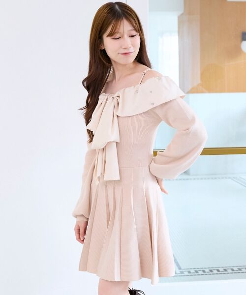 MAJESTIC LEGON / マジェスティックレゴン ミニ丈・ひざ丈ワンピース | フロントビッグリボンニットミニワンピ | 詳細21
