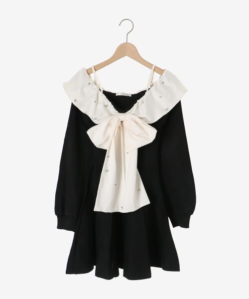 MAJESTIC LEGON / マジェスティックレゴン ミニ丈・ひざ丈ワンピース | フロントビッグリボンニットミニワンピ | 詳細26