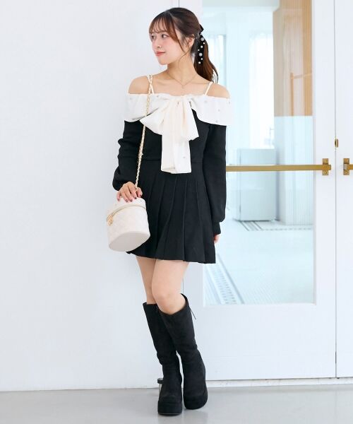 MAJESTIC LEGON / マジェスティックレゴン ミニ丈・ひざ丈ワンピース | フロントビッグリボンニットミニワンピ | 詳細3