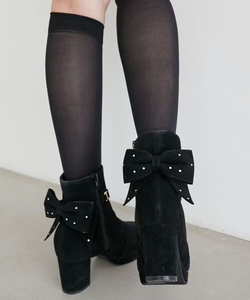 MAJESTIC LEGON / マジェスティックレゴン ブーツ(ショート丈) | 3WAYビジューリボンブーツ(ブラック)