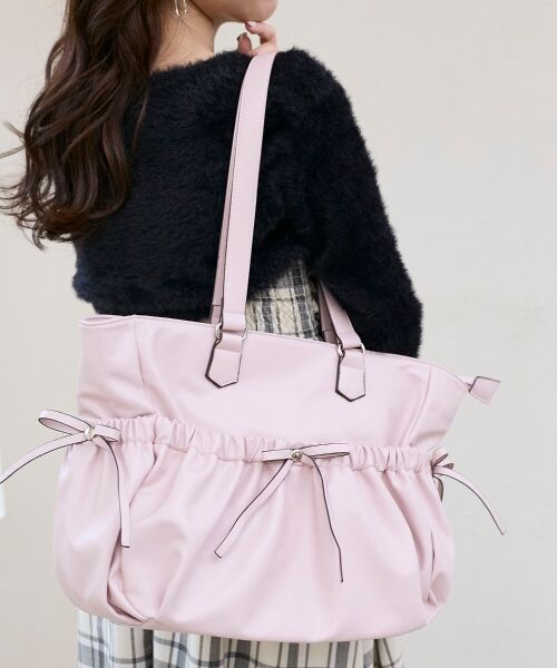 MAJESTIC LEGON / マジェスティックレゴン トートバッグ | ギャザーリボントートバッグ（ピンク）