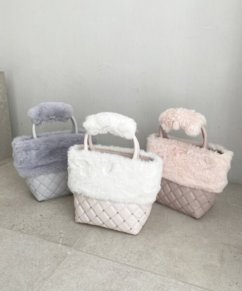 MAJESTIC LEGON / マジェスティックレゴン トートバッグ | キルティングビジューファーバッグ | 詳細1