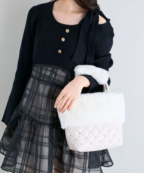 MAJESTIC LEGON / マジェスティックレゴン トートバッグ | キルティングビジューファーバッグ | 詳細3