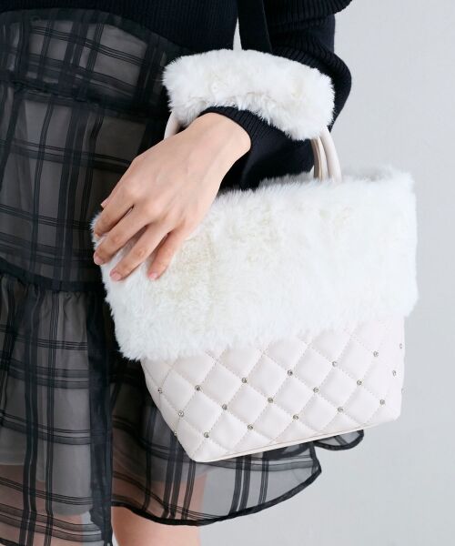 MAJESTIC LEGON / マジェスティックレゴン トートバッグ | キルティングビジューファーバッグ | 詳細4