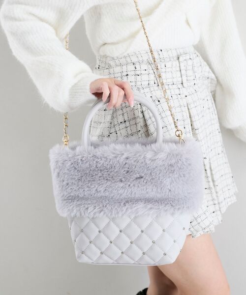 MAJESTIC LEGON / マジェスティックレゴン トートバッグ | キルティングビジューファーバッグ | 詳細8