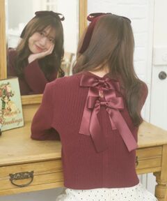 MAJESTIC LEGON / マジェスティックレゴン カーディガン・ボレロ | バックリボンショートカーディガン