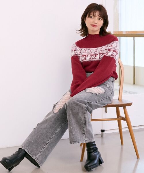 MAJESTIC LEGON / マジェスティックレゴン ニット・セーター | ネコチャンジャカードトップス | 詳細15