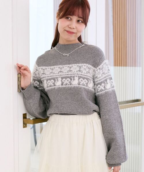 MAJESTIC LEGON / マジェスティックレゴン ニット・セーター | ネコチャンジャカードトップス | 詳細27