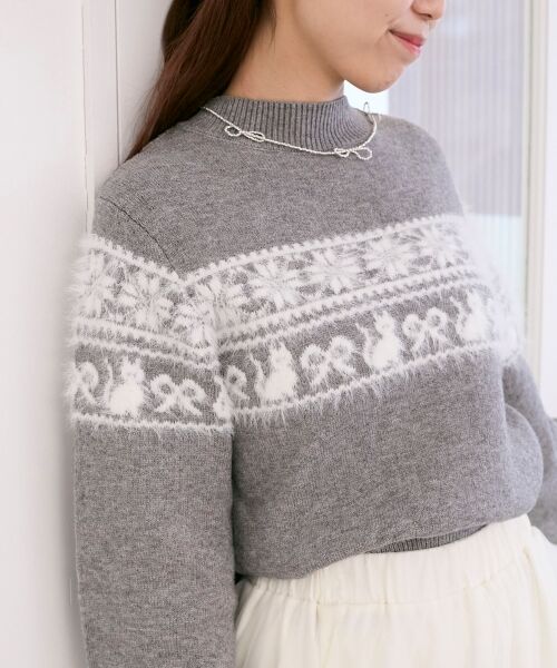 MAJESTIC LEGON / マジェスティックレゴン ニット・セーター | ネコチャンジャカードトップス | 詳細30