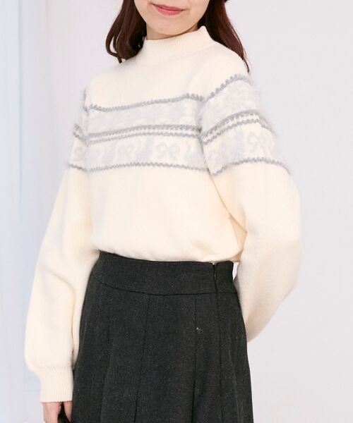 MAJESTIC LEGON / マジェスティックレゴン ニット・セーター | ネコチャンジャカードトップス | 詳細5