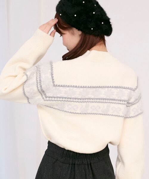 MAJESTIC LEGON / マジェスティックレゴン ニット・セーター | ネコチャンジャカードトップス | 詳細6