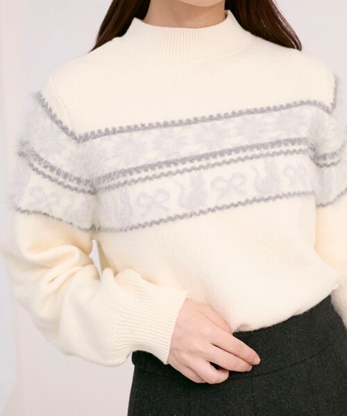 MAJESTIC LEGON / マジェスティックレゴン ニット・セーター | ネコチャンジャカードトップス | 詳細7