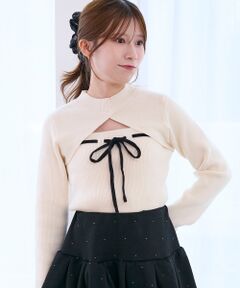 デコルテオープンリボンニット