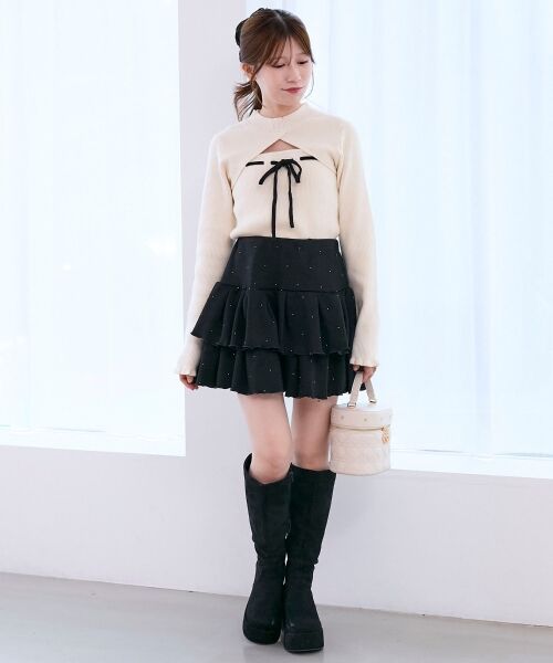 MAJESTIC LEGON / マジェスティックレゴン ニット・セーター | デコルテオープンリボンニット | 詳細1