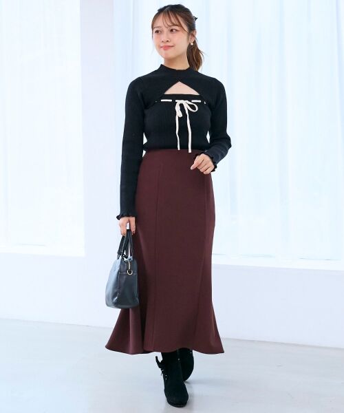 MAJESTIC LEGON / マジェスティックレゴン ニット・セーター | デコルテオープンリボンニット | 詳細14