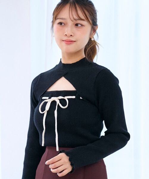MAJESTIC LEGON / マジェスティックレゴン ニット・セーター | デコルテオープンリボンニット | 詳細18