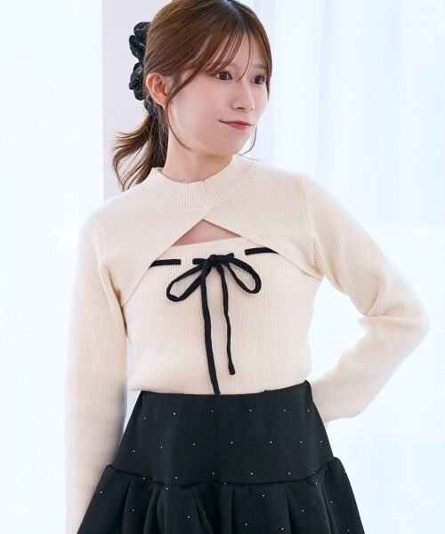 MAJESTIC LEGON / マジェスティックレゴン ニット・セーター | デコルテオープンリボンニット | 詳細4