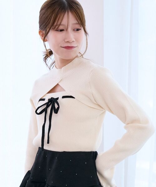 MAJESTIC LEGON / マジェスティックレゴン ニット・セーター | デコルテオープンリボンニット | 詳細5