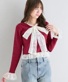 MAJESTIC LEGON / マジェスティックレゴン ニット・セーター | レースドッキングVネックニット