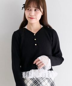 MAJESTIC LEGON / マジェスティックレゴン ニット・セーター | レースドッキングVネックニット