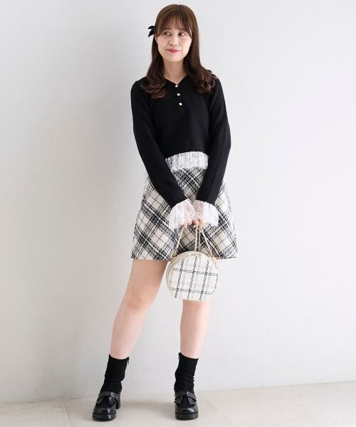 MAJESTIC LEGON / マジェスティックレゴン ニット・セーター | レースドッキングVネックニット | 詳細15