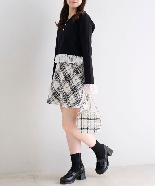 MAJESTIC LEGON / マジェスティックレゴン ニット・セーター | レースドッキングVネックニット | 詳細16