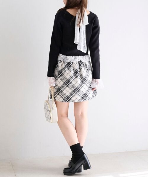 MAJESTIC LEGON / マジェスティックレゴン ニット・セーター | レースドッキングVネックニット | 詳細17