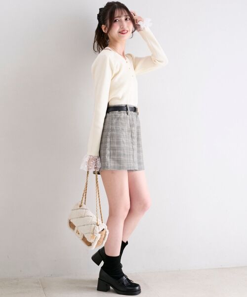 MAJESTIC LEGON / マジェスティックレゴン ニット・セーター | レースドッキングVネックニット | 詳細2