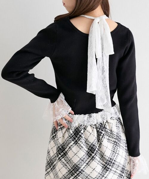 MAJESTIC LEGON / マジェスティックレゴン ニット・セーター | レースドッキングVネックニット | 詳細20