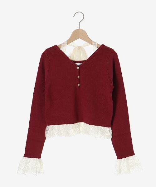 MAJESTIC LEGON / マジェスティックレゴン ニット・セーター | レースドッキングVネックニット | 詳細24