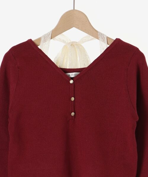 MAJESTIC LEGON / マジェスティックレゴン ニット・セーター | レースドッキングVネックニット | 詳細27