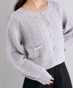 MAJESTIC LEGON / マジェスティックレゴン カーディガン・ボレロ | アソートボタンツイードニットカーデ