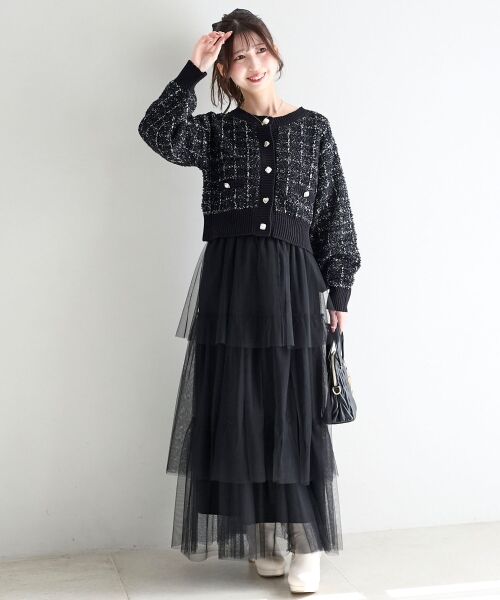 MAJESTIC LEGON / マジェスティックレゴン カーディガン・ボレロ | アソートボタンツイードニットカーデ | 詳細19