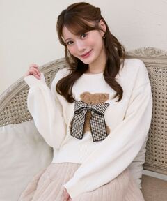 MAJESTIC LEGON / マジェスティックレゴン ニット・セーター | リボン付きくまちゃんニット
