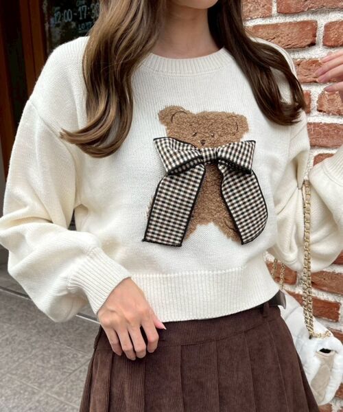 MAJESTIC LEGON / マジェスティックレゴン ニット・セーター | リボン付きくまちゃんニット | 詳細16