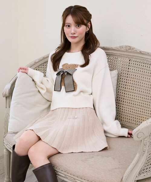 MAJESTIC LEGON / マジェスティックレゴン ニット・セーター | リボン付きくまちゃんニット | 詳細2